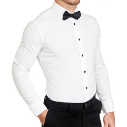 White dinner shirt with black deals buttons