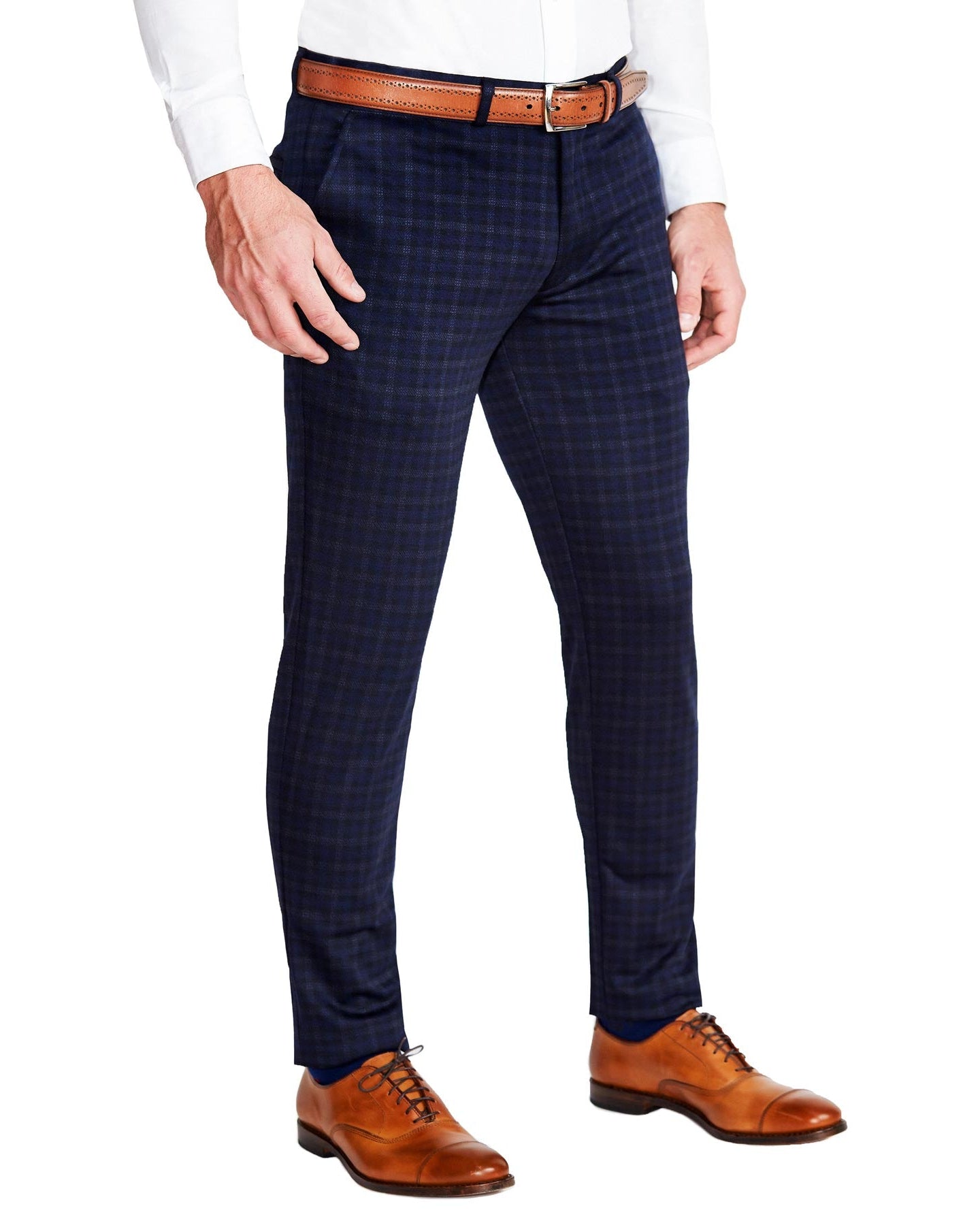 Athletic Fit Stretch Suit - Blue Plaid