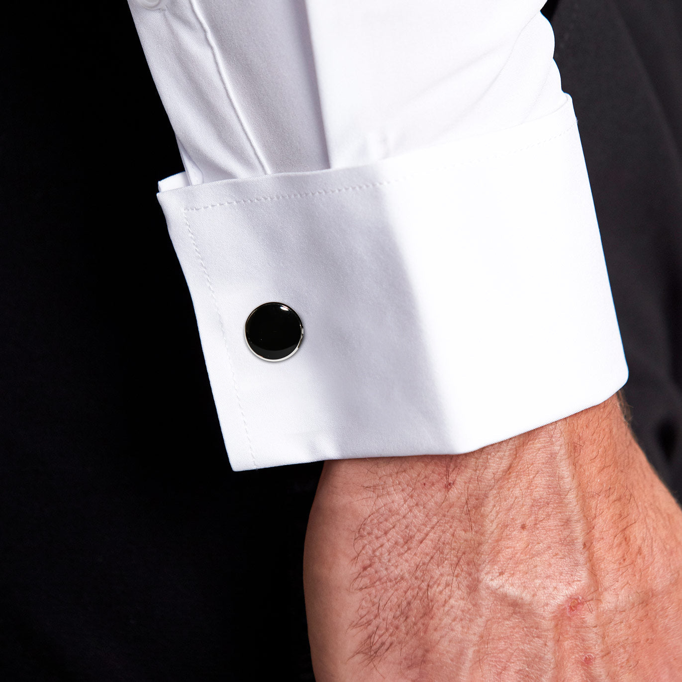 Black Circle Cuff Links