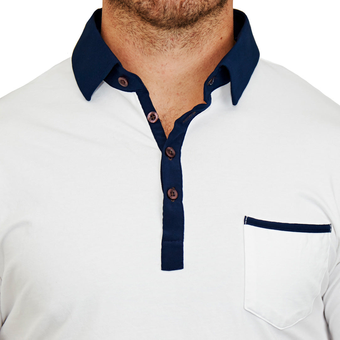 "The Felix" Blue on White Polo