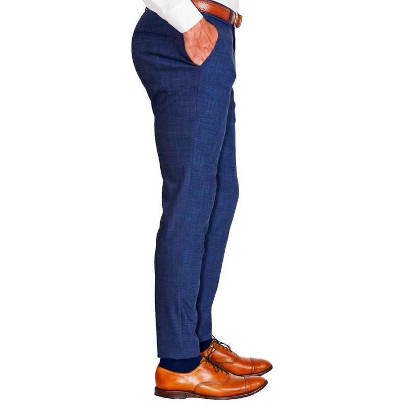 Athletic Fit Stretch Suit Pants - Heathered Blue
