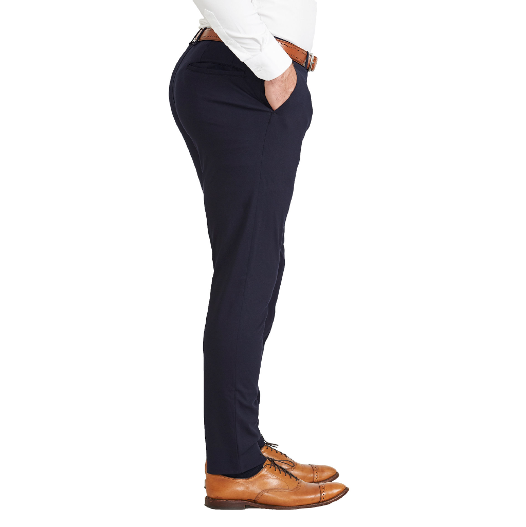 Athletic Fit Stretch Suit Pants - Navy