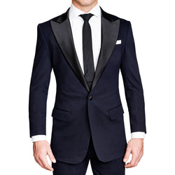 Athletic Fit Stretch Tuxedo Jacket - Solid Navy with Peak Lapel